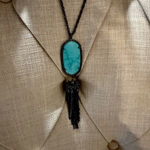 Kendra Scott Veined Turquoise and Unique Gun Metal Necklace